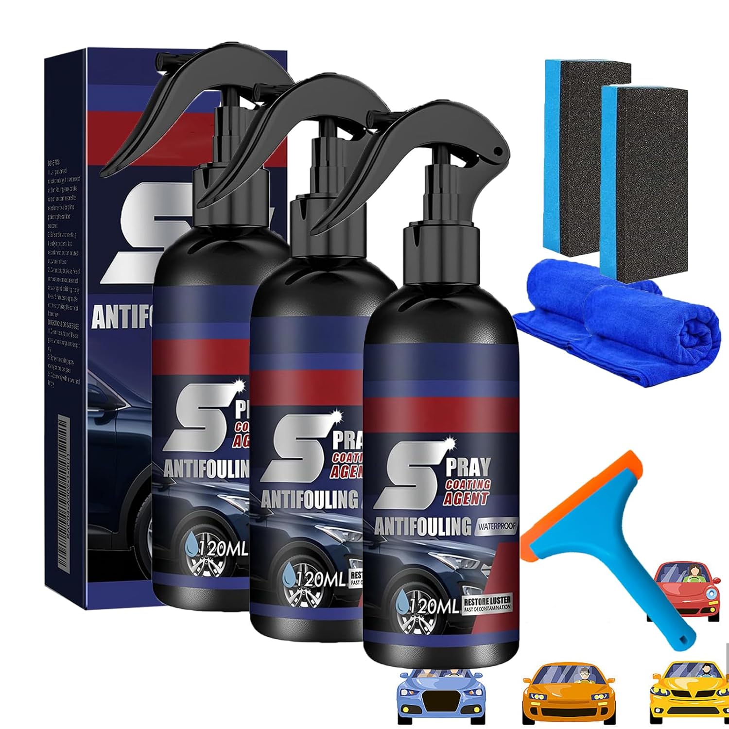 Spray Coating Agent, Multi-Functional Coating Renewal Agent, 120ml Car Nano Paint Coating Agent, 3 in 1 High Protection Quick Car Coating Spray, Coating Spray for Vehicles (4pcs)