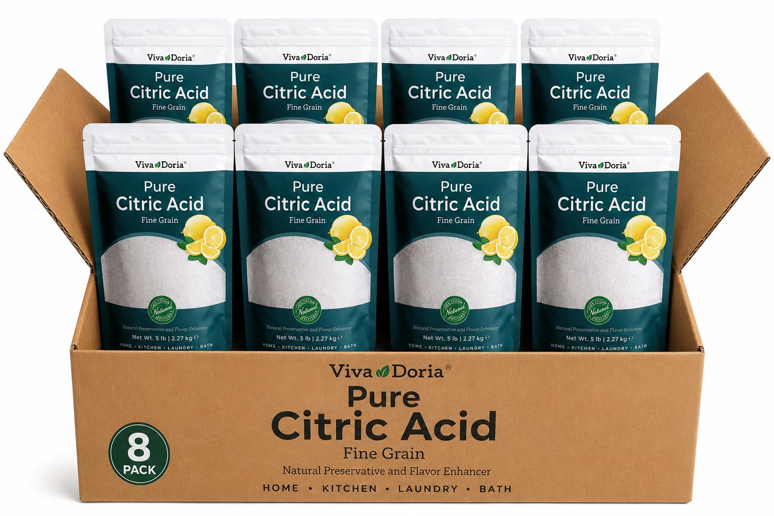 Viva Doria 100% Pure Citric Acid, Food Grade, Fine Grain, Bulk Size, 40 lb (18.14 kg)