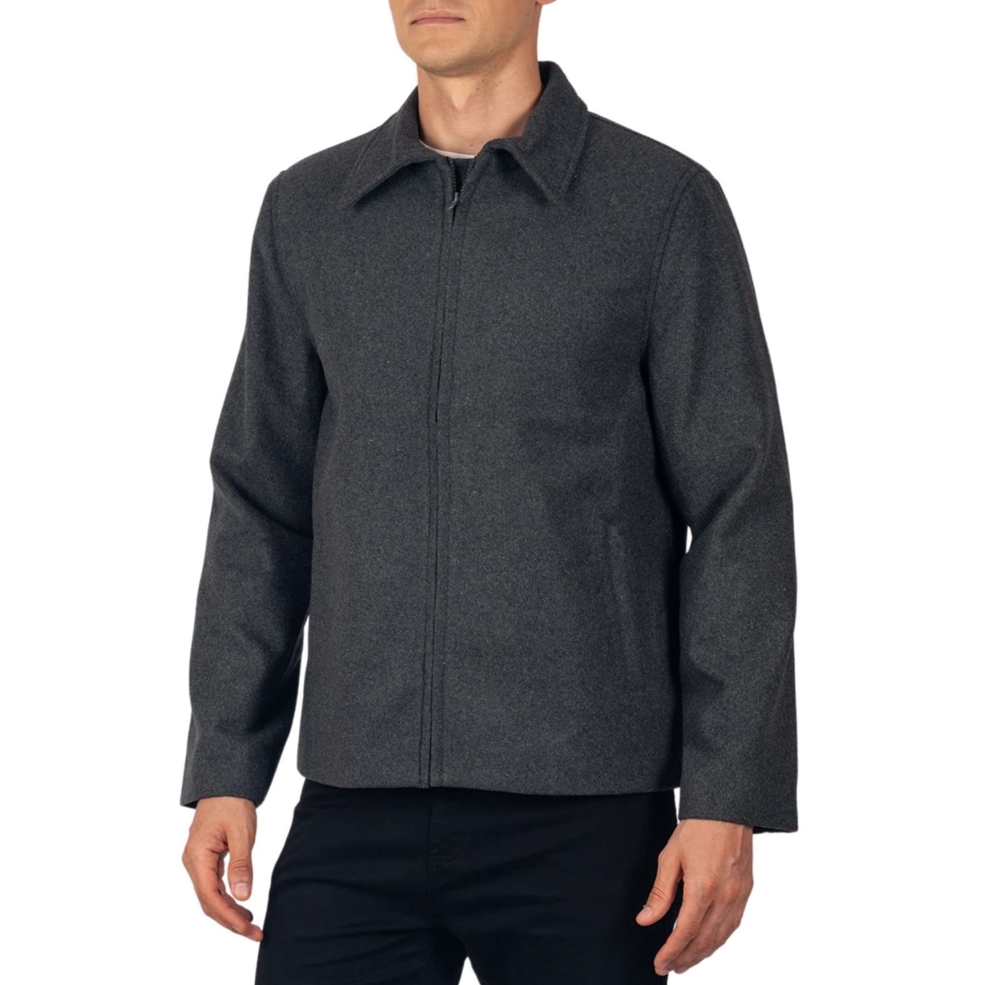 Alpine Swiss Grant męska kurtka wełniana – 71 cm James Dean Style Bomber z kieszeniami zapinanymi na zamek błyskawiczny