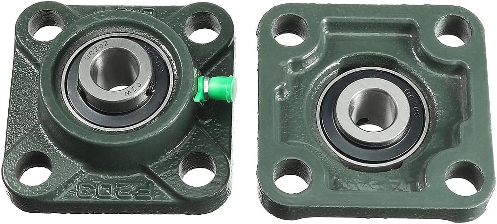 2pcs Pillow Transmission Parts Block Bearing UCF202 15mm Mounted Bear Square Flange Model:96as161qo204