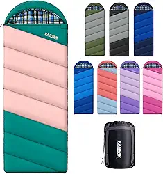 Saco de dormir com forro de flanela de algodão para adultos, adolescentes, crianças, clima frio e quente, 3 estações, equipamento essencial de acampamento compacto leve, caminhadas, atividades ao ar