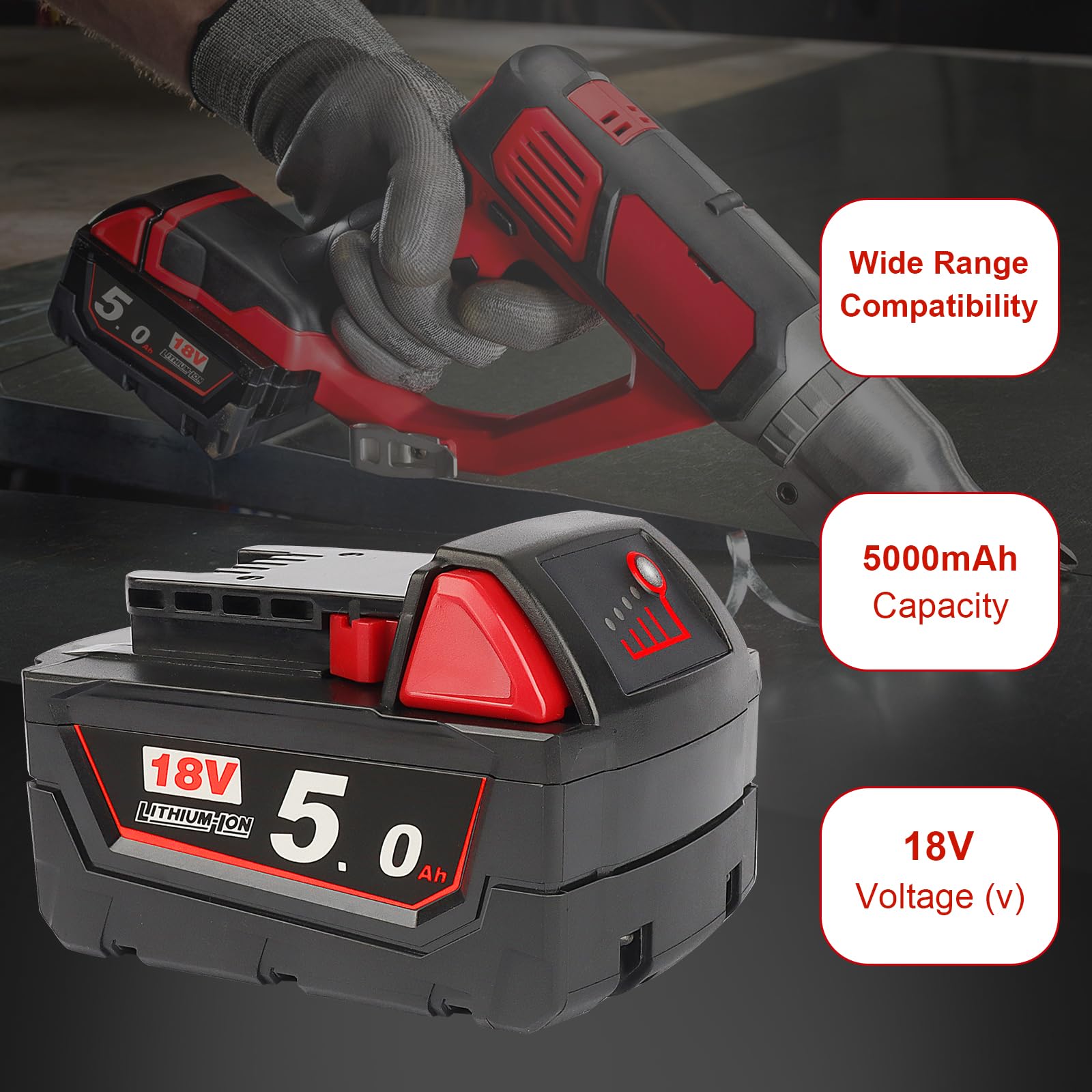 Batteria Waitley 18V 5.0Ah Per Milwaukee - Ricambio Compatibile E Potente - Foto 10