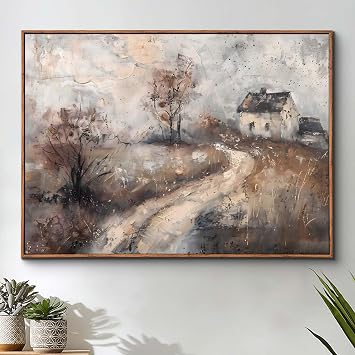 Vintage Landscape Wall Art Natural Landscape Prints Vintage Countryside Country Cottage Paintings Rustic Farmhouse Posters Country Road Pictures Countryside Scenery Pictures for Room 16x24in No Frame