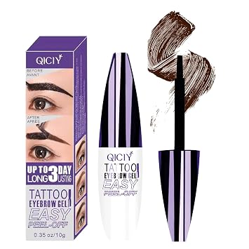 Easy Peel-Off Eyebrow Gel Tint Kit Waterproof, Sweatproof Brown Brow Gel for Flawless Salon-Quality Brows in Minutes Natural-Looking, Long-Lasting Peel-Off Eyebrow Tint Dark Brown, 1