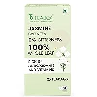 Vista 1 de Teabox Premium Darjeeling Green Tea With Jasmine Flowers 100% Whole Leaf & 0% Bitterness Green Tea From The Himalayas 25 Tea Bags