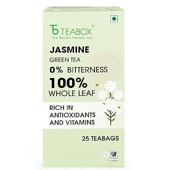 Teabox Premium Darjeeling Green Tea With Jasmine Flowers | 100% Whole Leaf & 0% Bitterness | Green Tea From The Himalayas | 25 Tea Bags Low Caffeine