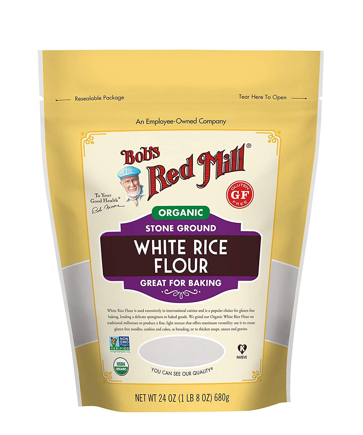Organic White Rice Flour by Bob's Red Mill – 24 Ounce (Pack of 3)