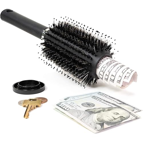 WYZworks 9“ Diversion Round Hair Brush with Secret Hidden Compartment, Safe Stash Box Container for Money, Jewelry, House Keys, Valuables, for Travel or Home Use