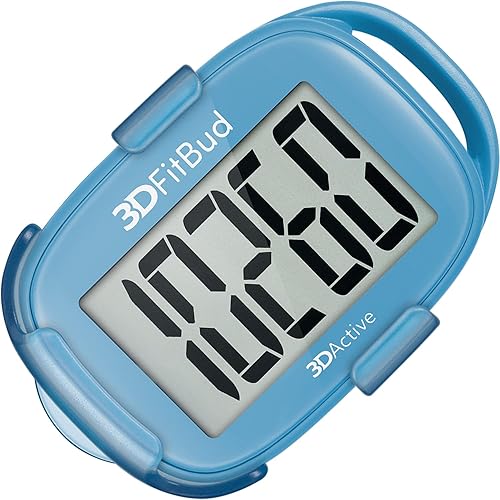 Blanco 3DFitBud contador de pasos simple caminar 3D podómetro con cordón, A420S