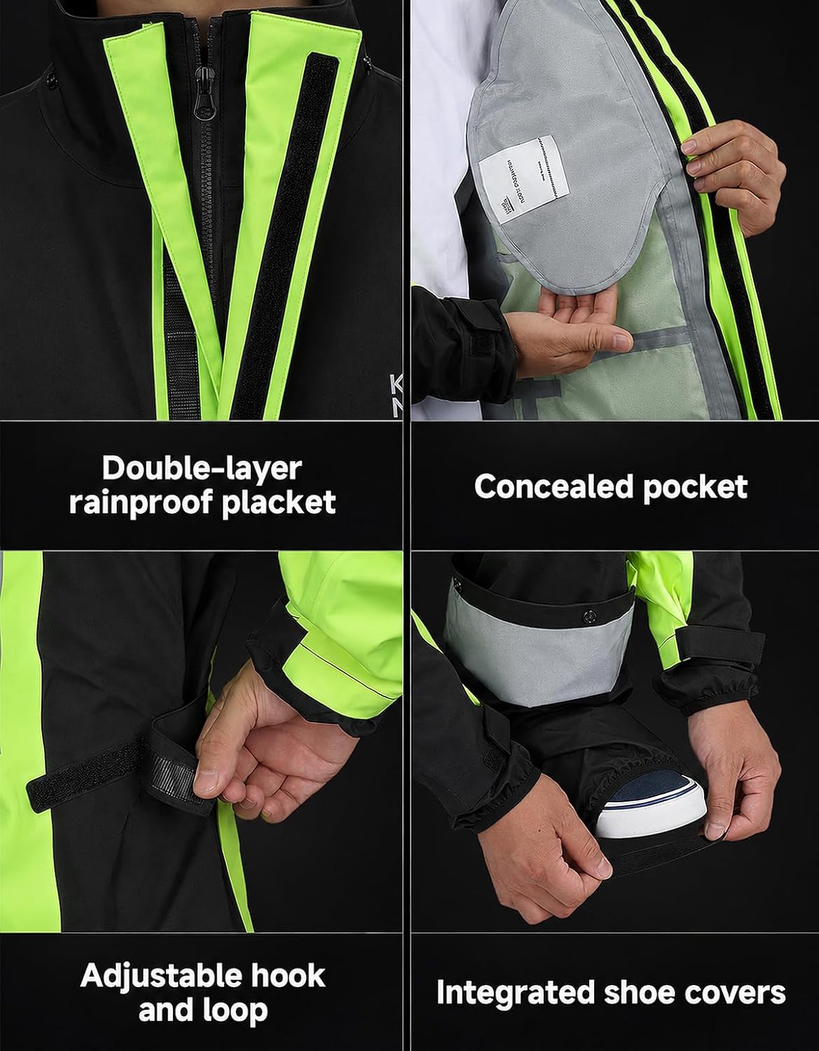 KEMIMOTO Motorcycle Rain Suits for Men with Dual Breathable System