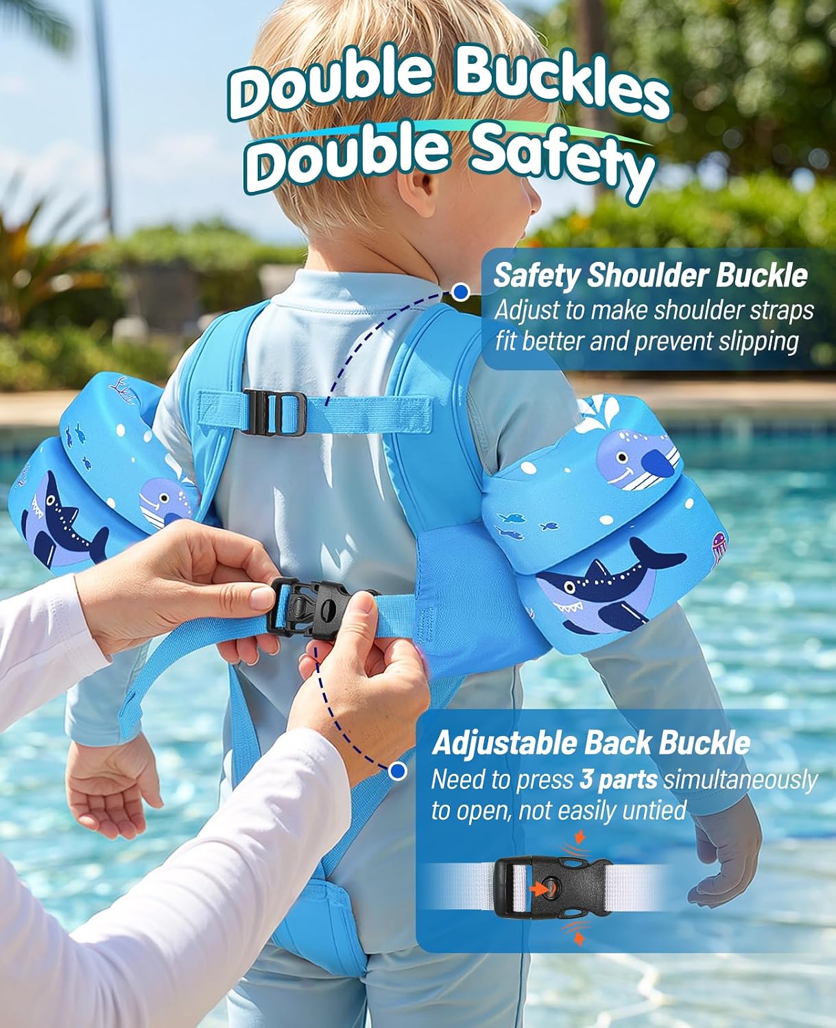 HeySplash Swim Vest for Kids, Toddler Pool Floaties, Baby Arm Floaties with Adjustable Strap, Swim Jacket Water Wing Arm Band, Beach Boat Jumper Children Learn to Swim