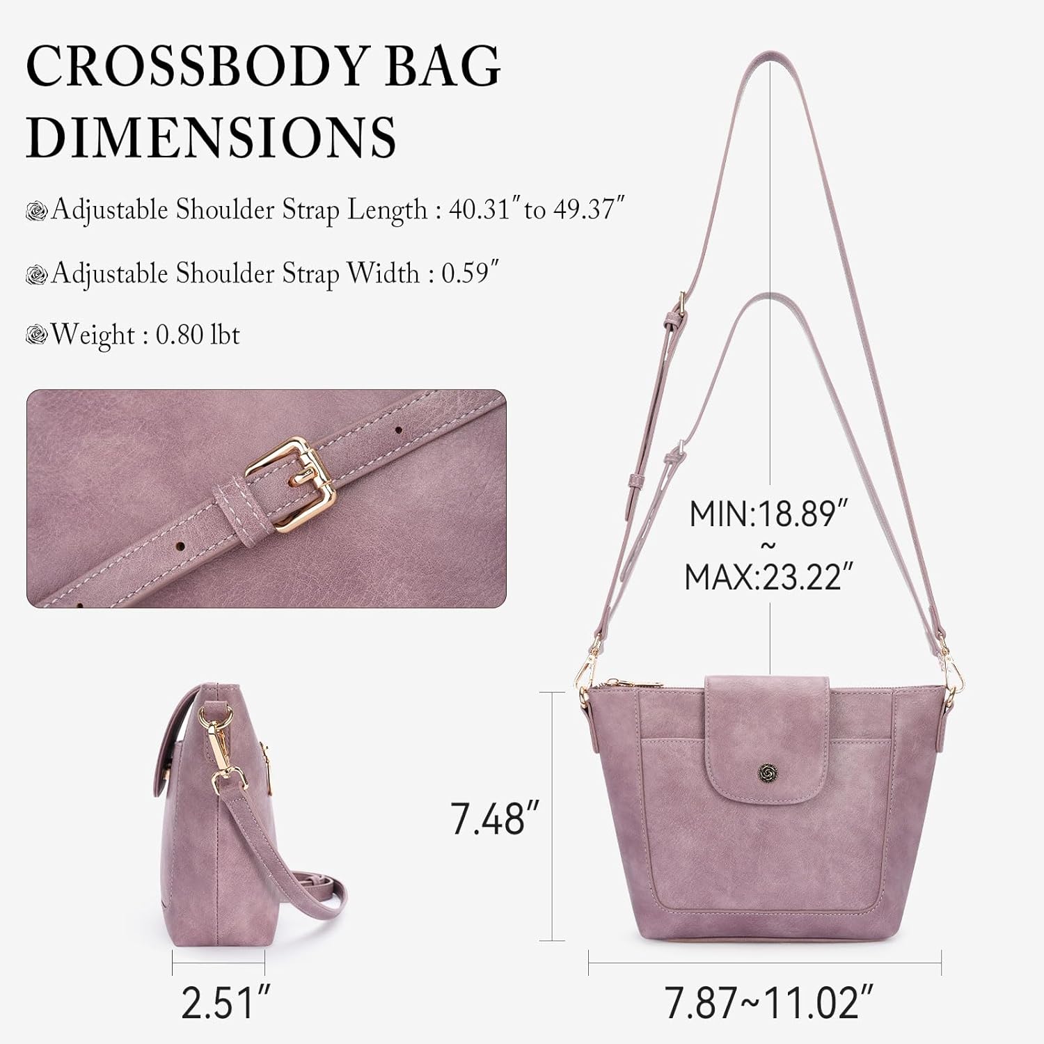 Small Crossbody Bags for Women, Flap Leather Purse for Women Vegan Leather Shoulder Handbag with Adjustable Strap - Image 4