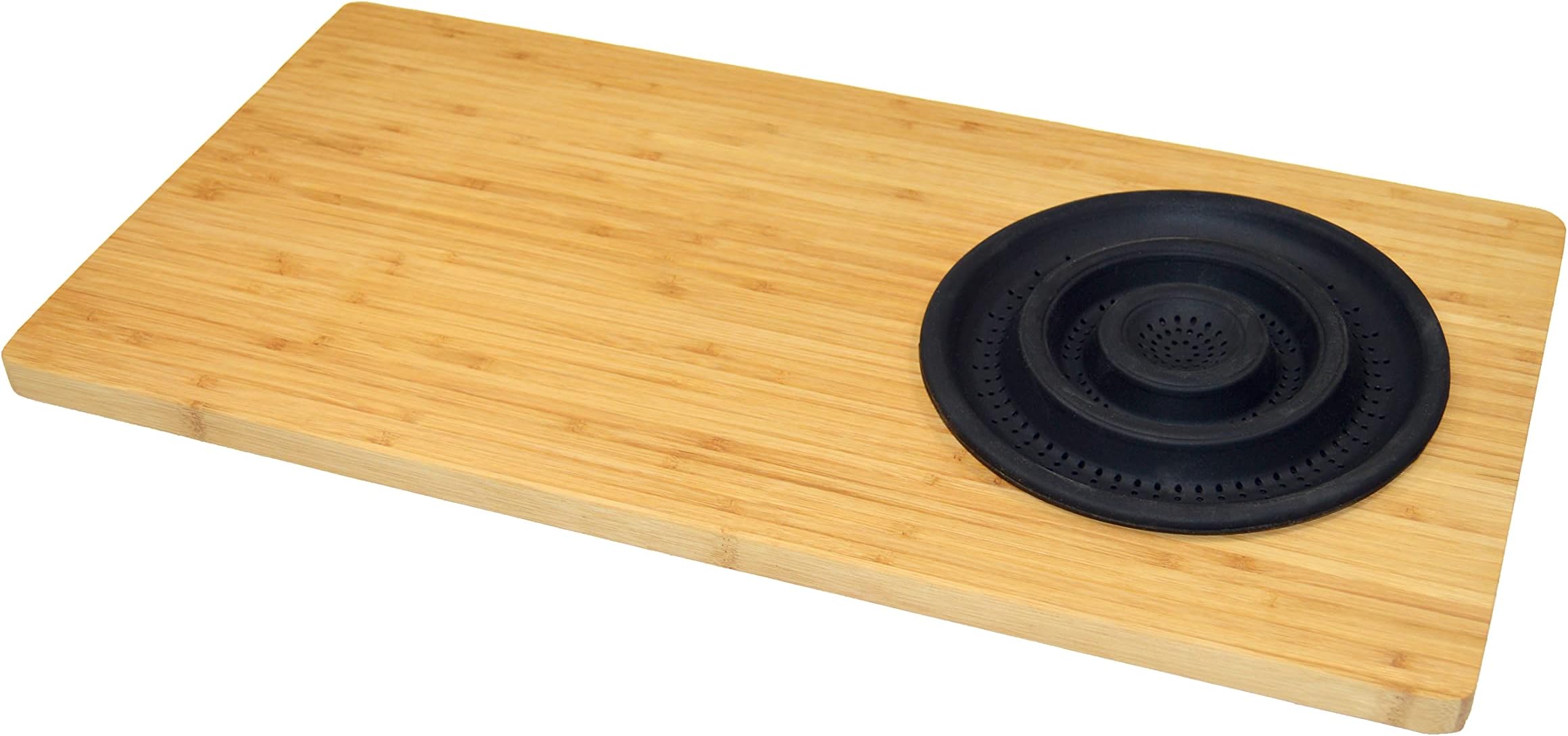 Jocca Bamboo Cutting Board with Foldable Colander, Brown/Black, 58 x 29 x 1.8 cm