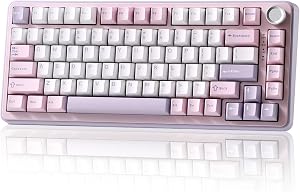 YUNZII B75 PRO Wireless Mechanical Keyboard,75% Layout with Knob,Hot Swap Gasket Custom Structure,Creamy Pre-lubed Switches,RGB Backlit,Bluetooth/Type-C/2.4G for Win/Mac(Cocoa Cream V2 Switch,Purple)