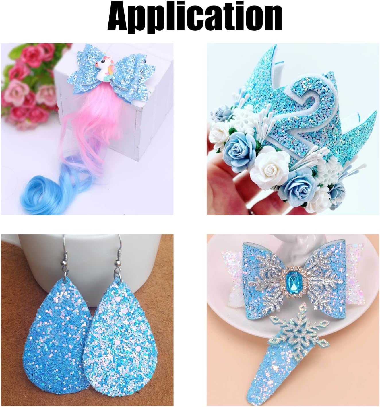 Meishu Summer Fabric Pastel Blue Faux Leather Sheets, 8 x 12 inches, 9 Pieces Solid Mermaid Chunky Glitter PU Canvas Leatherette for Baby Shower Birthday Party Crafts Bows (#6 Pale Blue)