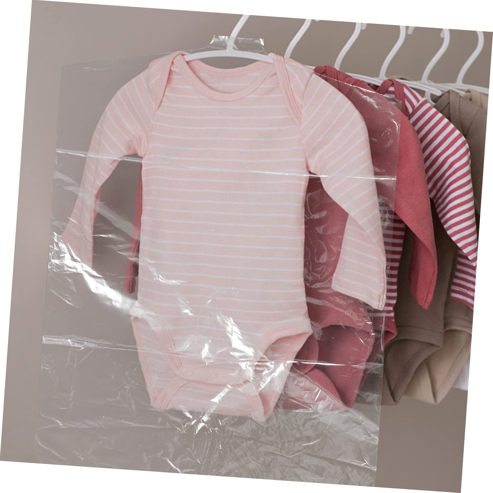 Zerodeko Transparente Kleidersäcke Wiederverwendbare Staubschutzhüllen 50 Stück aus PE für Kinderkleidung Platzsparend zum Aufhängen und Lagern von Mänteln und Hemden