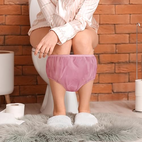 Vista 45 de 9 piezas de pantalones de plástico impermeables para incontinencia, a prueba de fugas, ropa interior para adultos (L, negro)