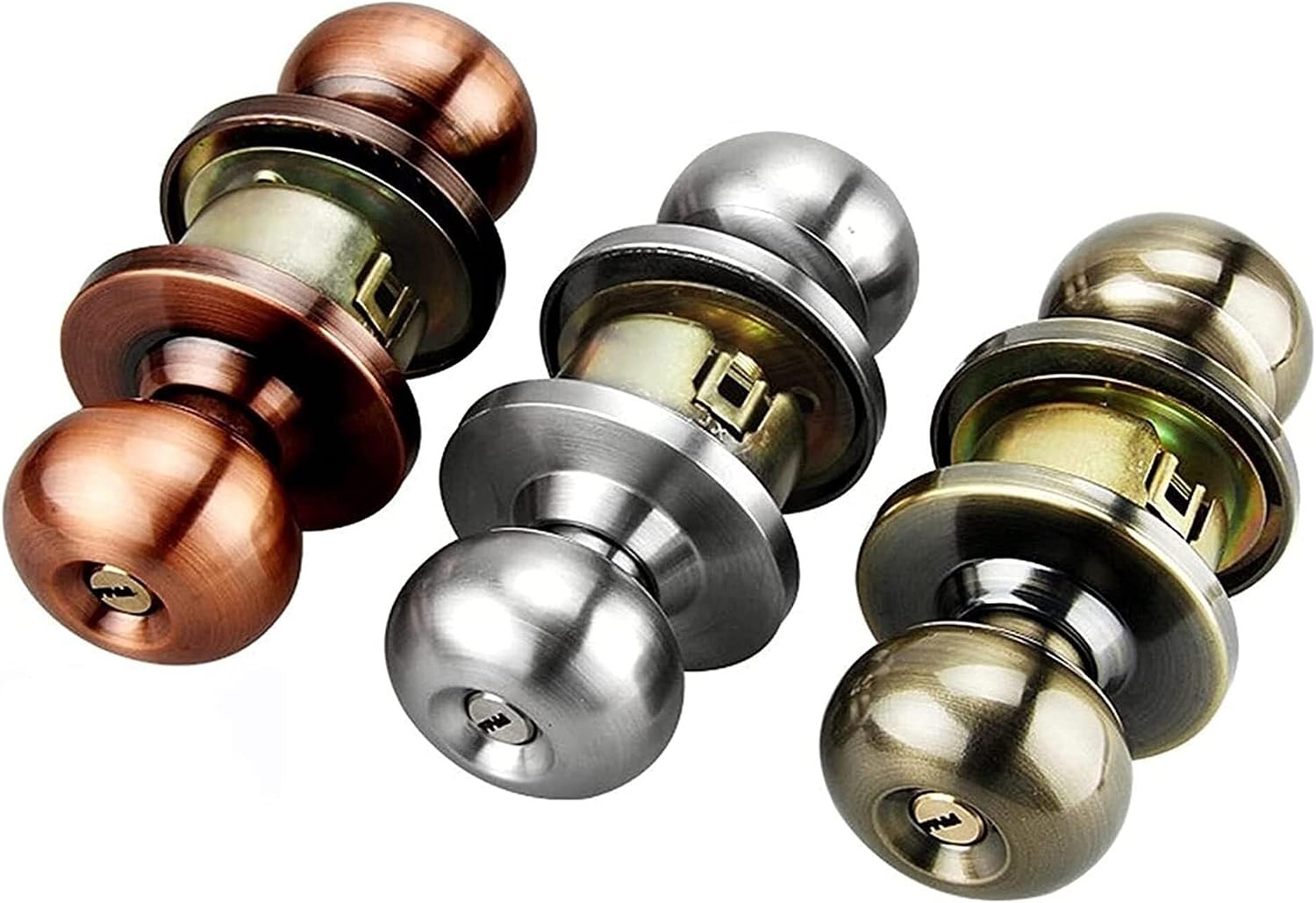 Round Ballet Exterior Bathroom Handle Locks with Key Home Door Hardware Accessories Furniture Accessories (Size : 7CM B)