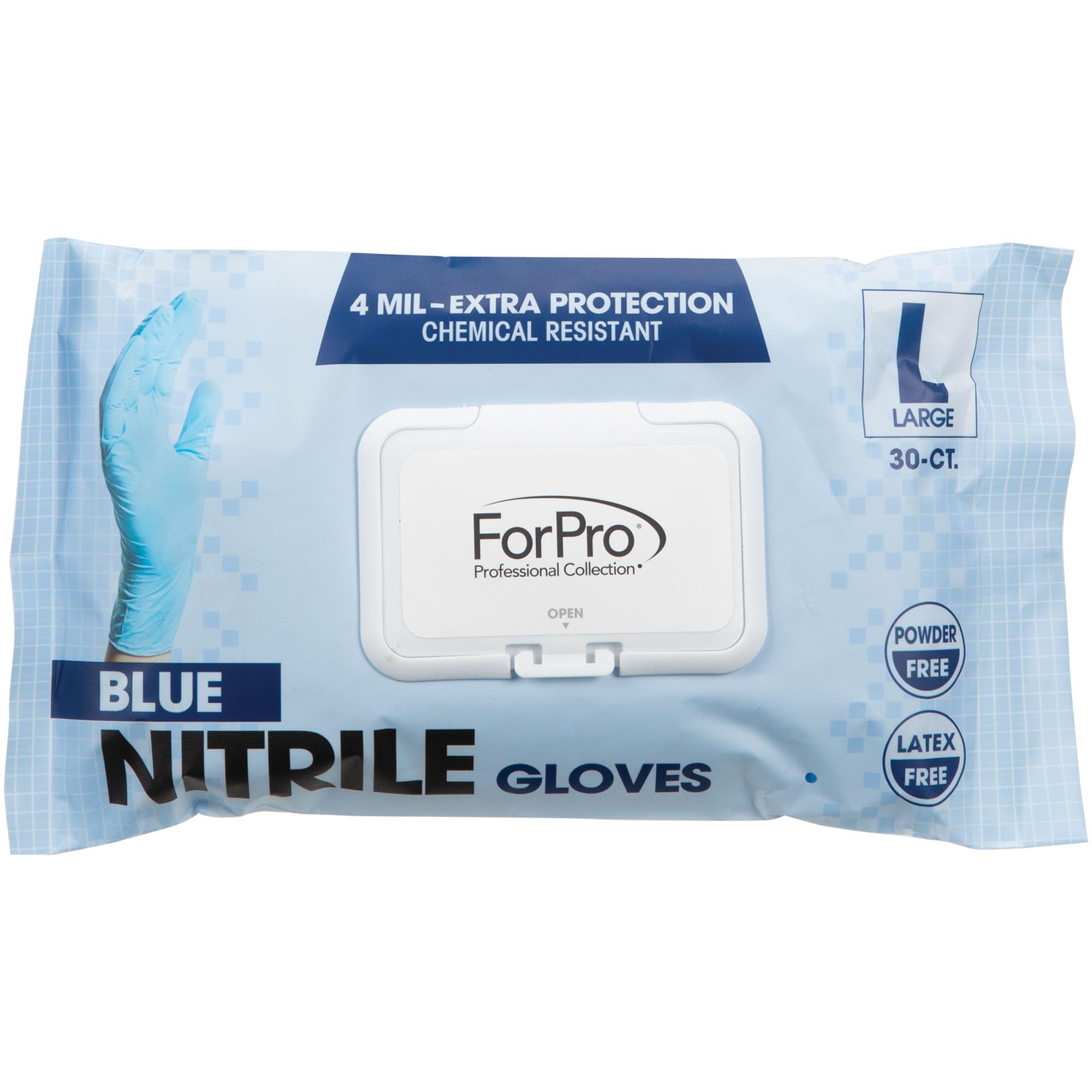 ForPro Disposable Nitrile Gloves, Chemical Resistant, Powder-Free, Latex-Free, Non-Sterile, Food Safe, 4 Mil