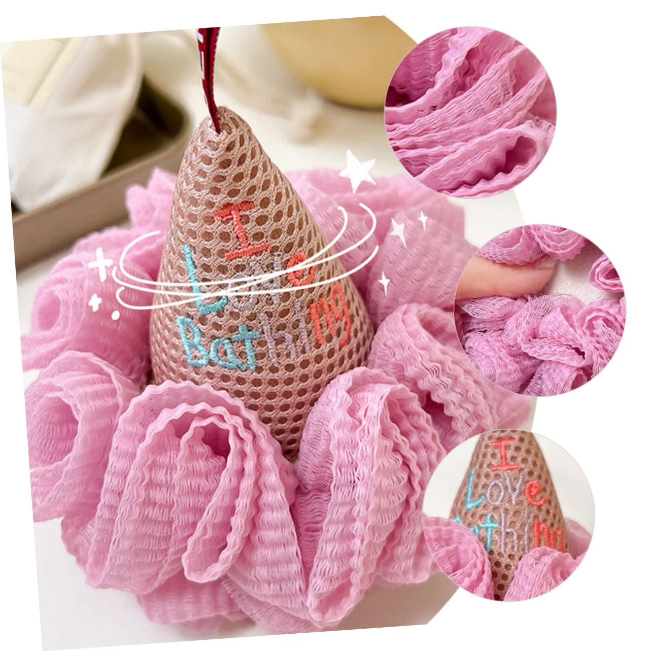 CLISPEED 2pcs Bath Ball Bath Scrubber Shower Sponge Ice Cream Loofah Sponge Body Cleaning Scrubber for Skin Exfoliating Shower Pouf Scrub Scrubbing Loofah Nylon