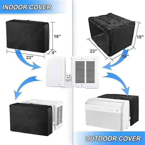 Miniatura 9 de Fundas de aire acondicionado para exteriores 600D y cubierta de aire acondicionado interior para ventana en forma de U, con correas ajustables de