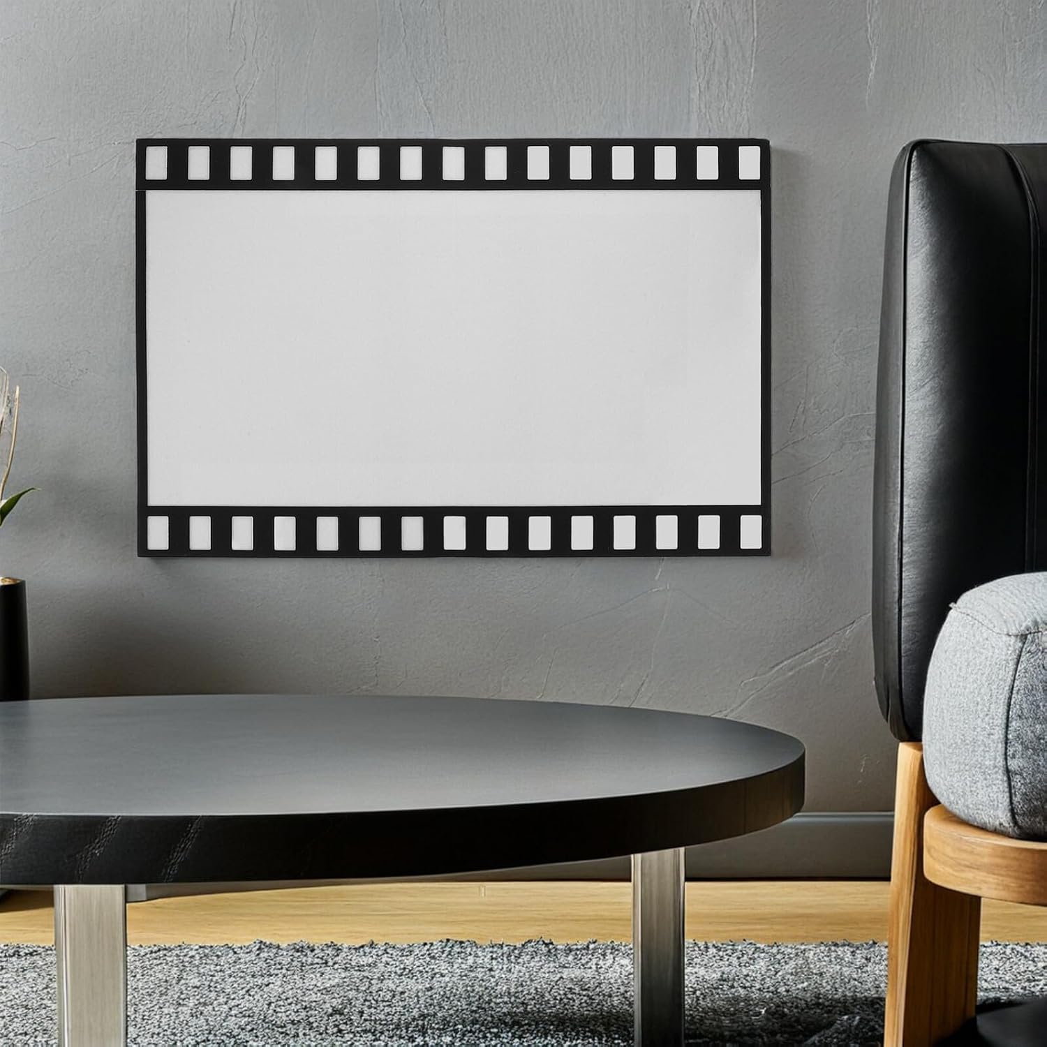 Alipis Felt Bulletin Board 60x40cm White Filmstrip Memo Wall Sticker Creative Message Board for Photo Display Office Home School Decorative