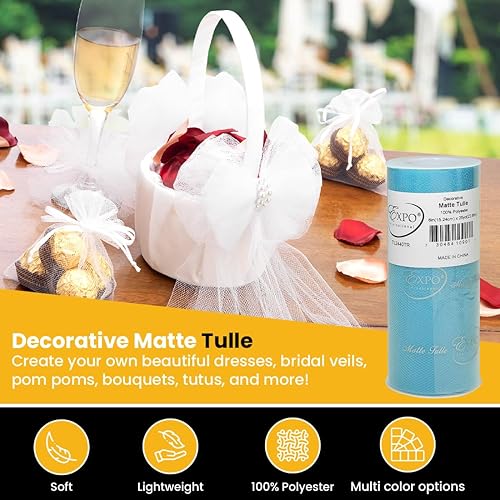 Miniatura 64 de Expo International Tul mate decorativo, tela de tul de poliéster ligero para tutús, disfraces y decoraciones de fiestas, lavable, fácil de usar, 6