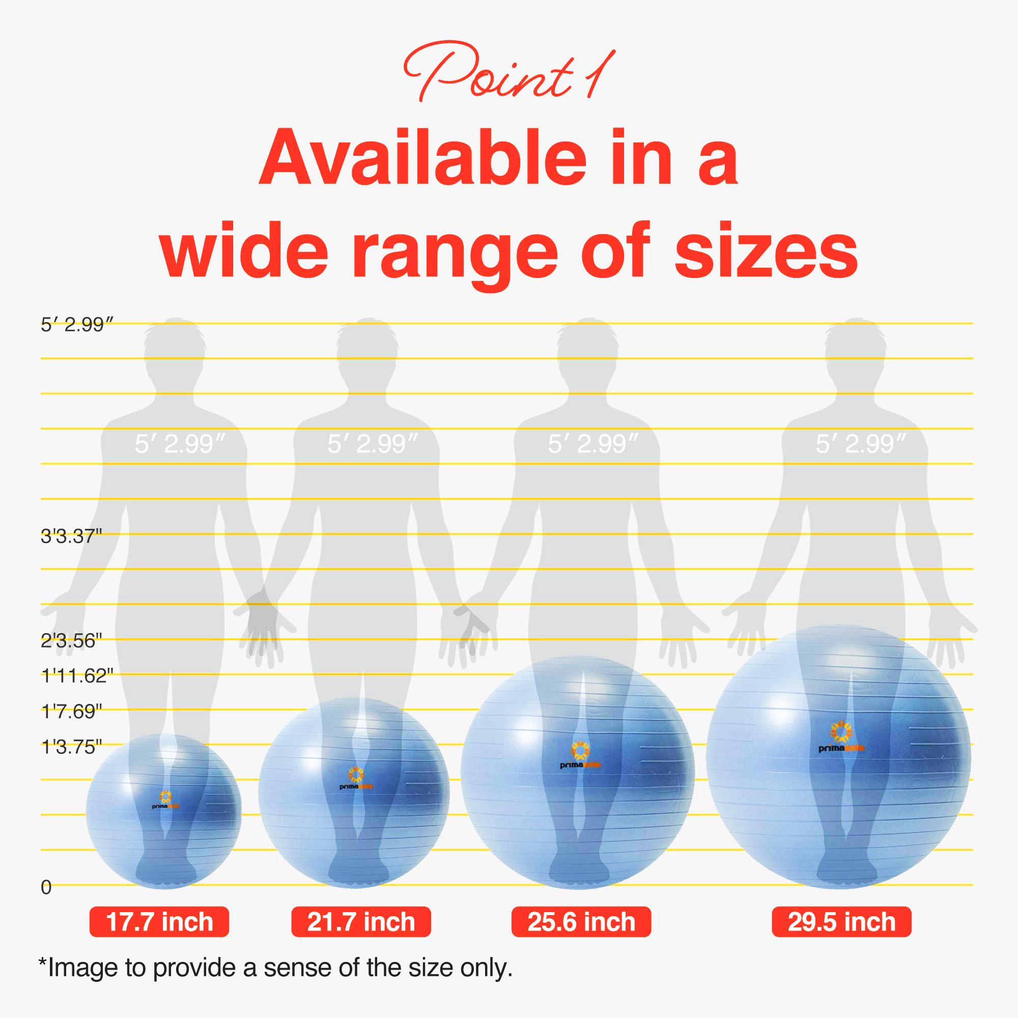Primasole Piłka fitness 65 cm jasnoszara