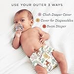 Esembly Cloth Diaper Cover - Reusable Swim Diaper, Waterproof, Breathable - Adjustable Outer Layer Over Absorbent Inner for Blowout Protection - Lemons, Size 1 (7-17lbs)