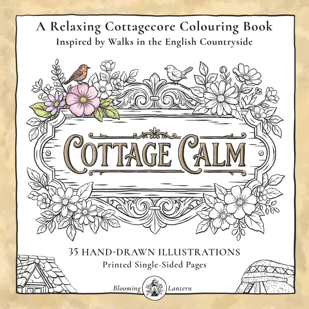 COTTAGE CALM: A Relaxing Cottagecore Coloring Book Inspired by Walks in the English Countryside (Blooming Lantern)