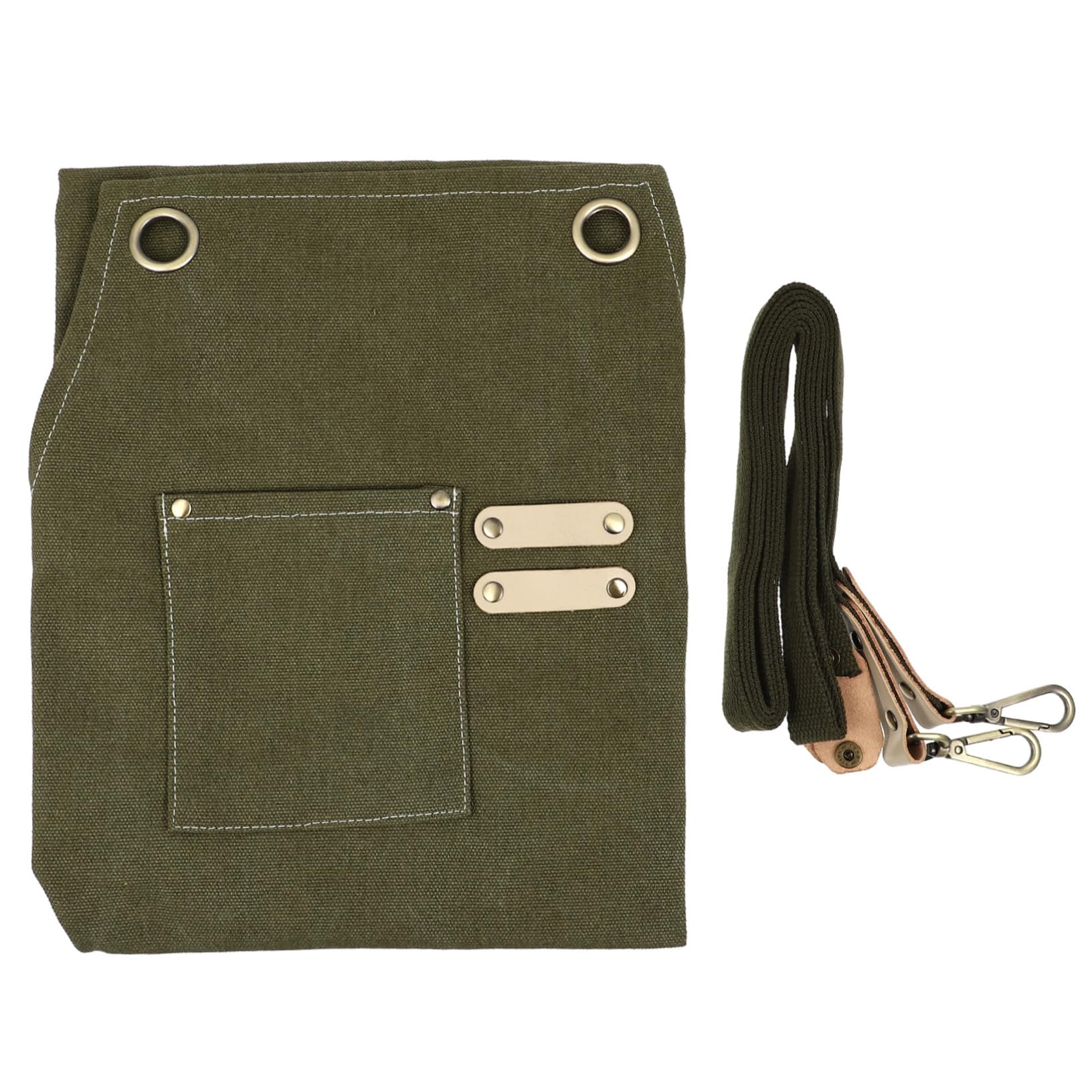Tablier toile de denim ajustable vert avec poches pour café - 8