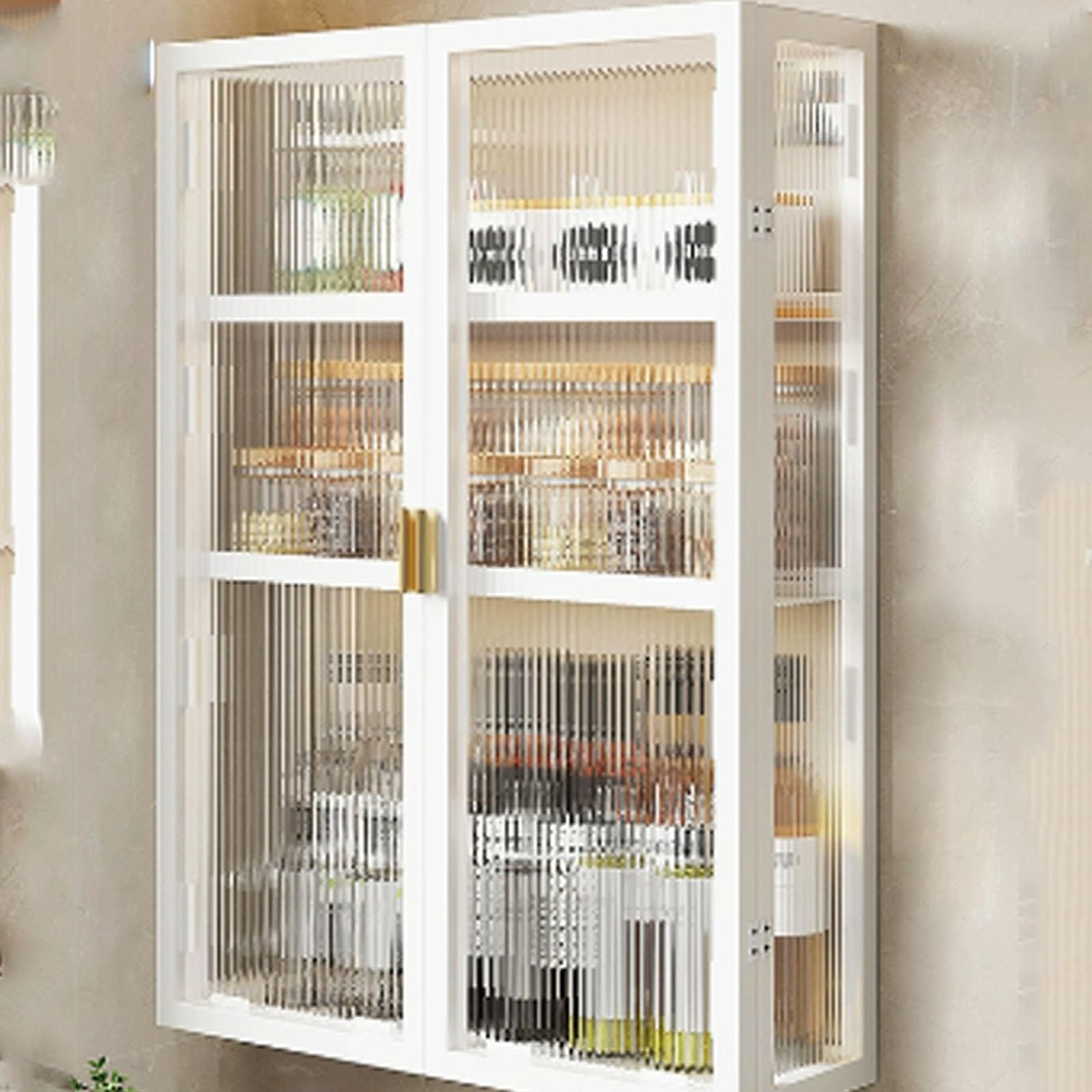 Meuble de rangement mural cuisine étagère à épices avec porte acrylique blanc 69,5cm