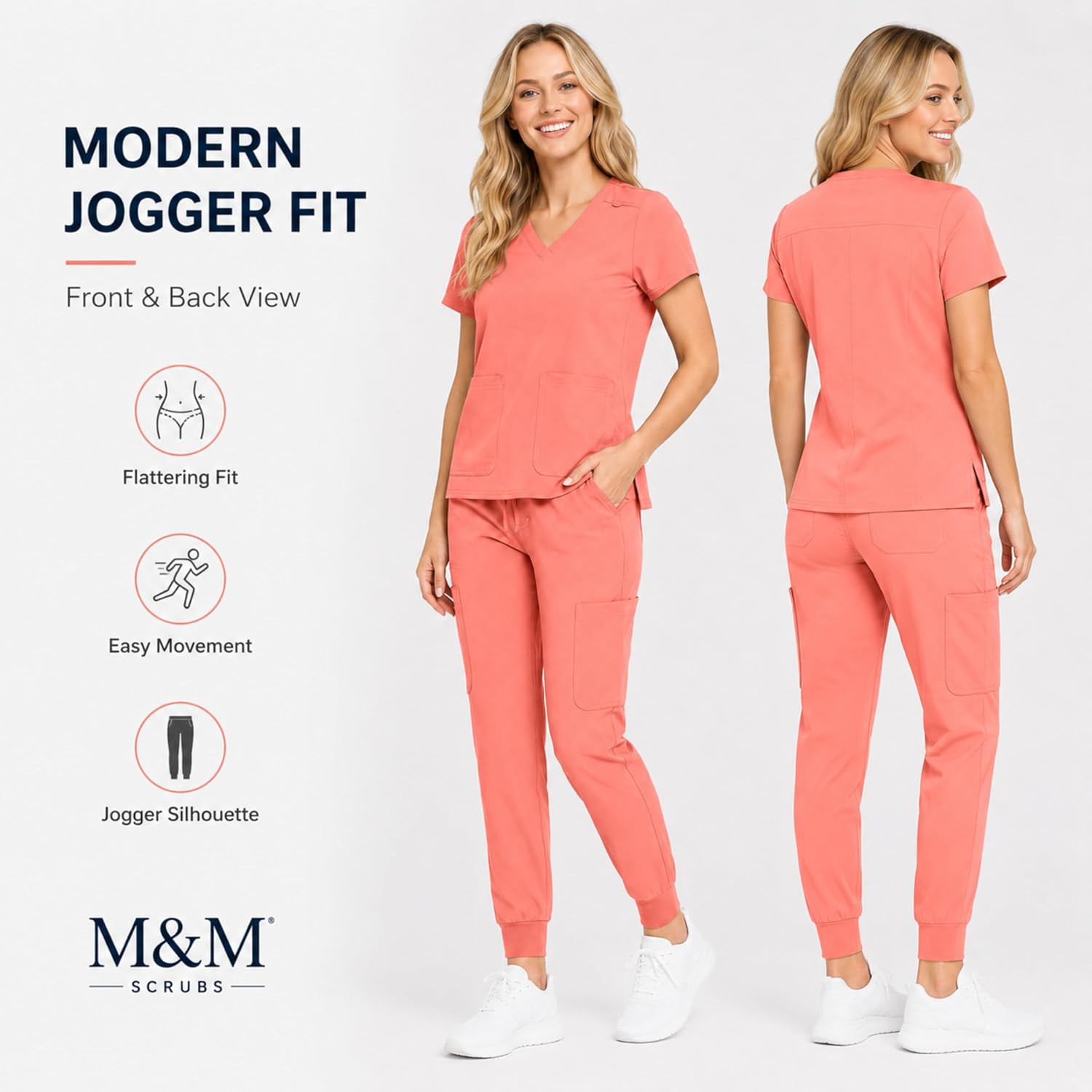 M&M SCRUBS Women’s Cool Stretch Jogger Scrub Set with Regular & Petite Size