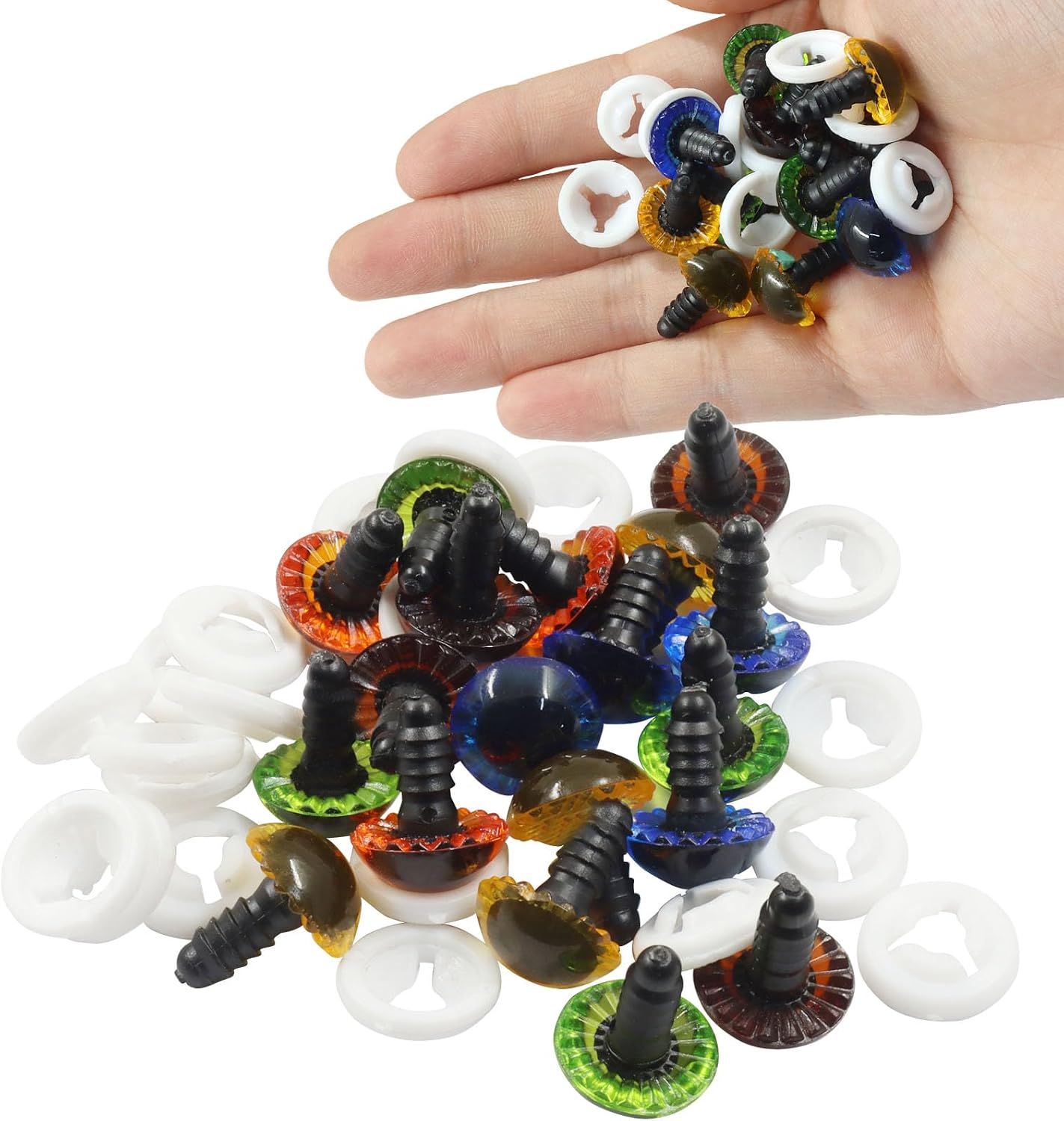 suiwotin 40pcs Colored Crochet Eyes, 15mm Safety Eyes