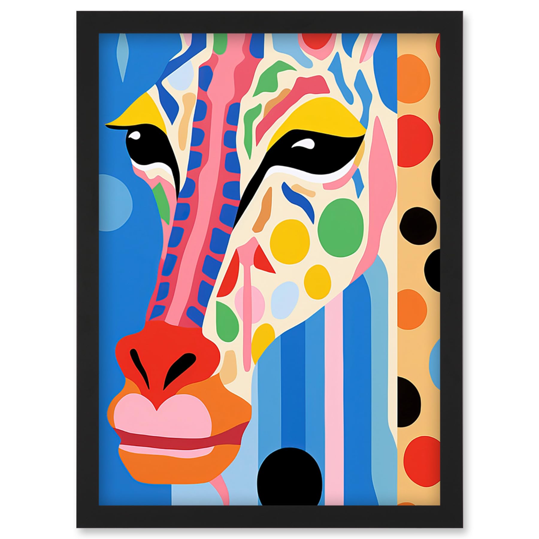 Artery8 I Woke Up Like This Giraffe Henri Matisse Style Artwork Vibrant Abstract Portrait Artwork Framed Wall Art Print A4
