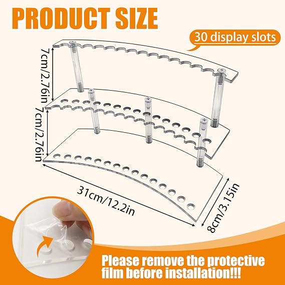 30 Slots Clear Pen Display Stand, Acrylic Pen Holder,Makeup Brushes Holder