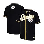 Ultra Game NFL Official Adults Game Day Button Down Baseball Mesh Jersey Shirt - Unisex, Pittsburgh Steelers, Team Color, Large