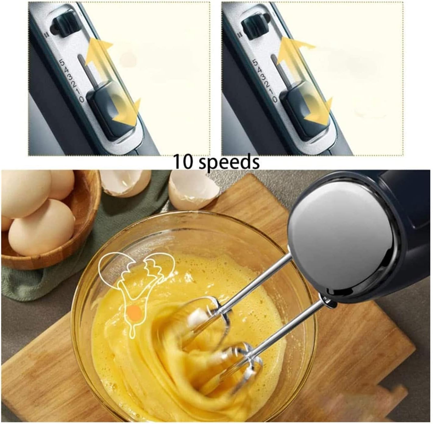 Hand Mixer Electric, Kitchen Handheld Mixers with 10-Speed 300w Turbo with Storage Base and 4 Stainless Steel Attachments
