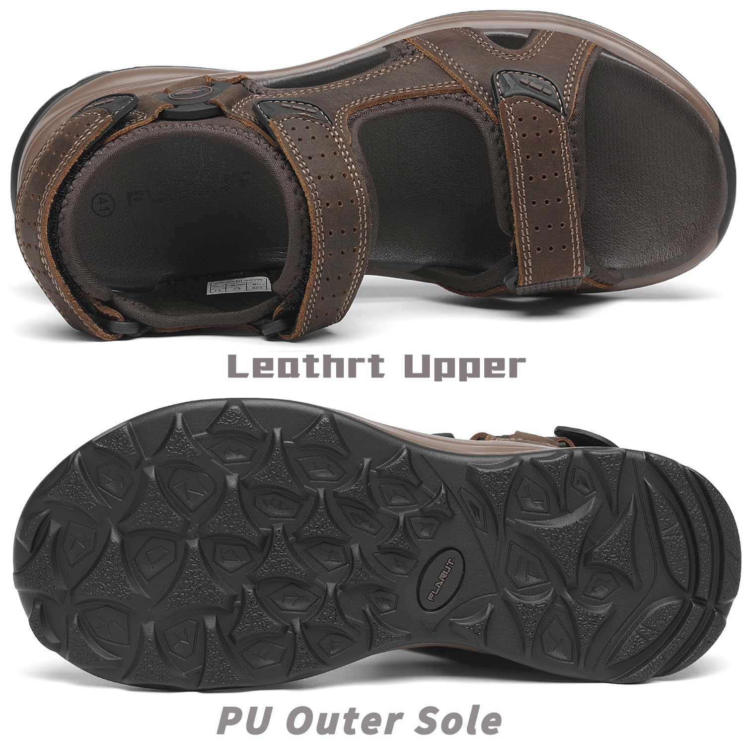FLARUT Sandalias de Cuero para Hombre Trekking Senderismo Verano Playa Abiertas