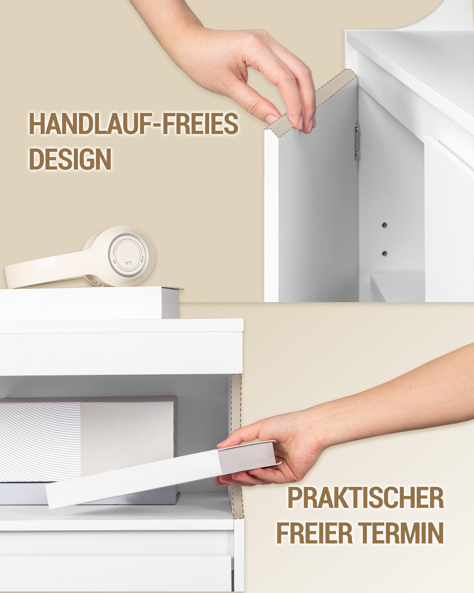 Hzuaneri Sideboard, Küchenschrank mit 2 Türen, Buffetschrank mit Offener Fläche, Aufbewahrungsmöbel, verstellbare Einlegeböden, Küche, Wohnzimmer, 40 x 80 x 85 cm, Weiß SC80003X