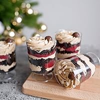 Vista 5 de TOFLEN Mini tazas de postre de 5 onzas con cucharas, 80 unidades, sirve 40, vasos redondos de plástico para aperitivos de fiesta, mousse, pudín