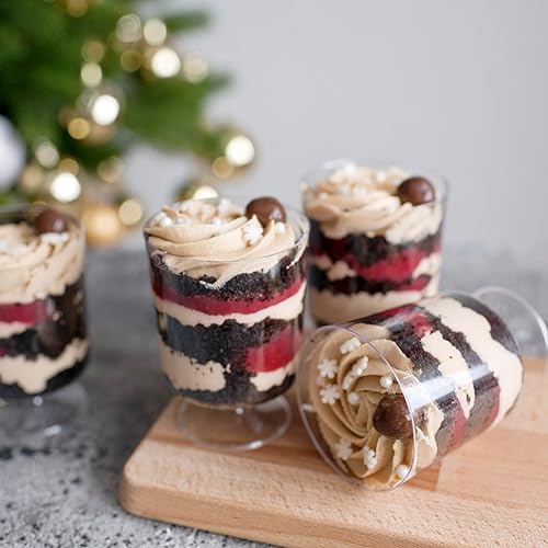 Miniatura 5 de TOFLEN Mini tazas de postre de 5 onzas con cucharas, 80 unidades, sirve 40, vasos redondos de plástico para aperitivos de fiesta, mousse, pudín,