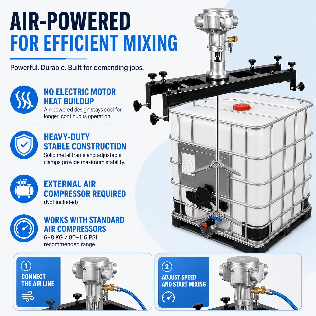 Miscelatore Di Vernice Pneumatico, IBC 1000 L e fusti Small5Cylinders