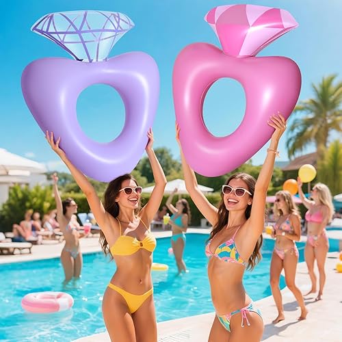 Miniatura 27 de HeySplash Anillos de natación inflables con purpurina, flotador de piscina de verano en forma de flor, flotadores de tubo flotador, juguetes