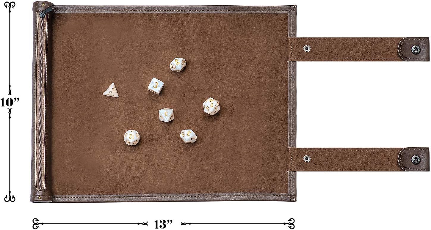 Dice Mat Dice Tray Dice Set for DND Dice, Scroll Dice Tray and Rolling Mat with Zipper Holder Works with DND D&D Dungeons & Dragons Game by PUBGAMER