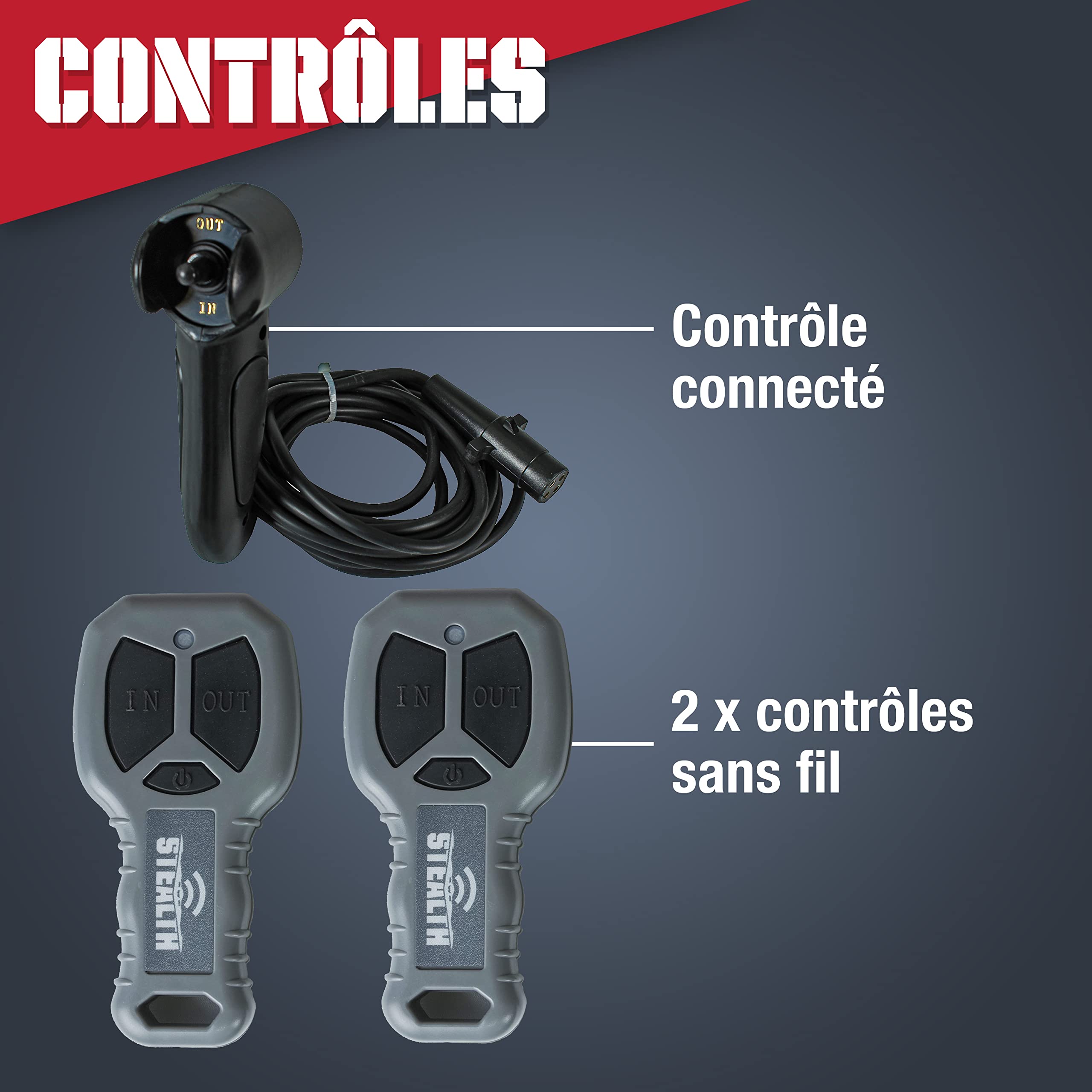 Stealth V2 13500lb 12v Treuil électrique économique sans fil - Moteur haute puissance, engrenage en acier intégral, solénoïde scellé robuste, 2 télécommandes sans fil, convivial - Câble en acier