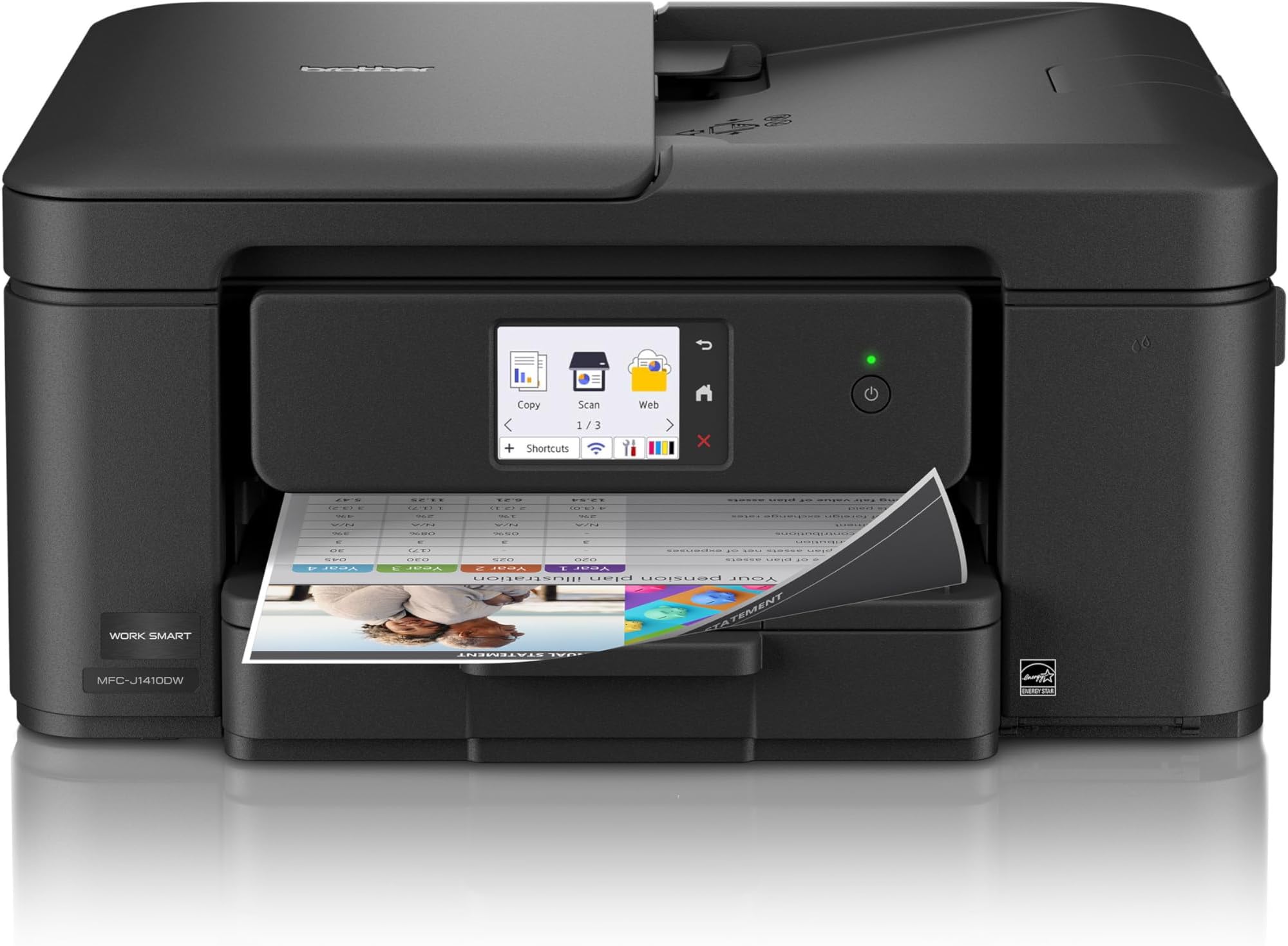 Work Smart 1410 Wireless Color Inkjet All-in-One Printer with 2.7” Touchscreen and Automatic Duplex Printing | Includes Refresh Subscription Trial(1) (MFC-J1410DW)