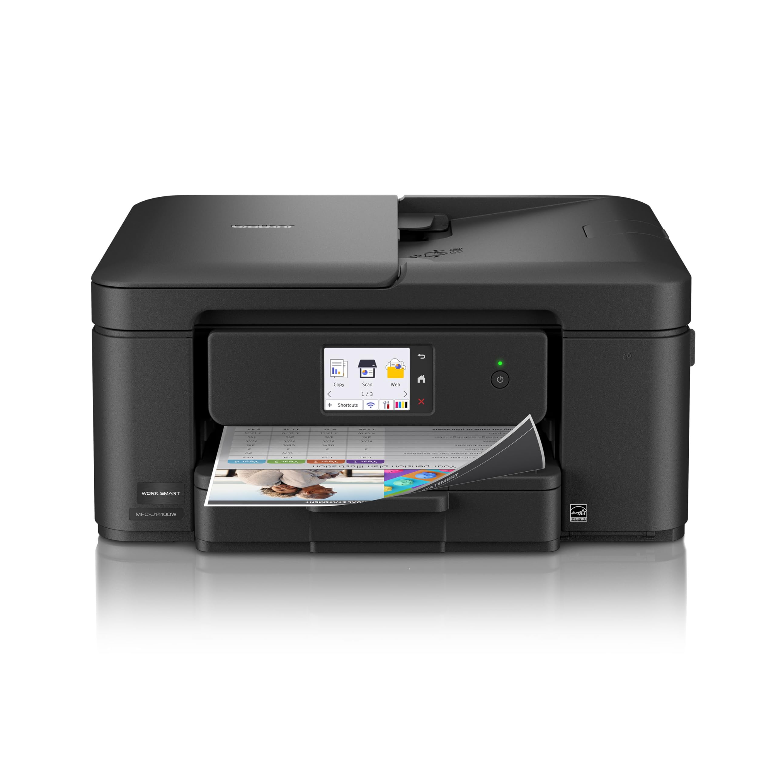 Brother Work Smart 1410 Wireless Printer, All-in-One Colour Inkjet Printer for Home Use, Copier, Scanner with 2.7” Colour Touchscreen & Auto Duplex Printing (MFC-J1410DW use LC501 Series Ink)