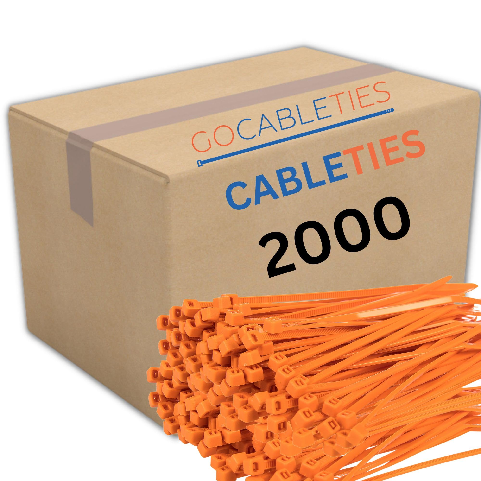 Gocableties Orange Cable Ties, 100Mm X 2.5Mm, Bulk Pack Of 2000, 4” Premium Nylon Zip Ties, Plastic Tie Wraps, Secure Self-Locking Mechanism, For Home, Garden, Office And Diy Small