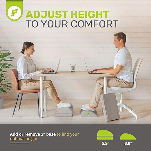 Miniatura 3 de ErgoFoam Reposapiés - Diseño ortopédico de lágrima respaldado por quiropráctico - Reposapiés ajustable 2 en 1 para debajo del escritorio -